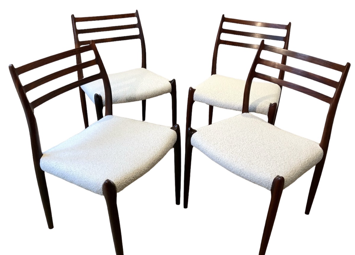 Set of 4 Danish 1960s Niels O. Møller Model 78 Rosewood Dining Chairs