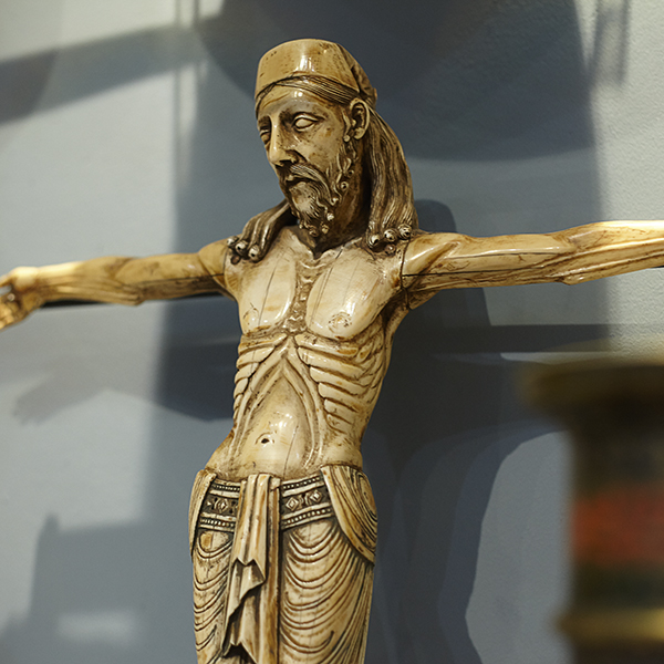 antique ivory carving of Christ on the cross