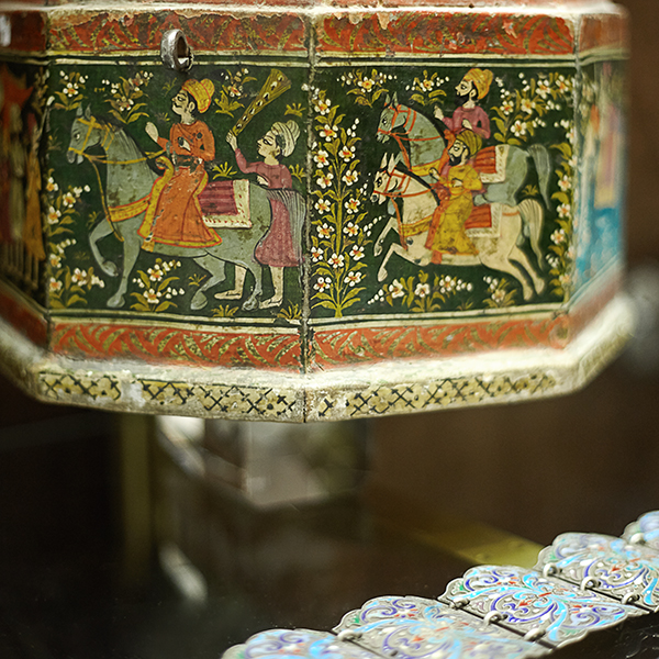 close up of Indian painted box