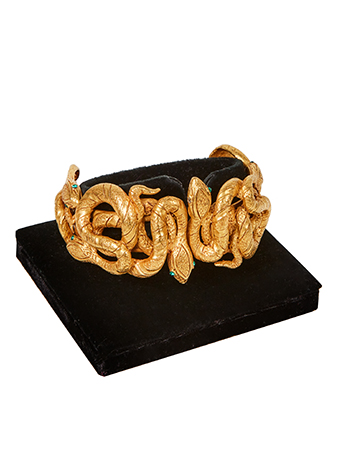 gold vinatge cuff with intertwined serpents 