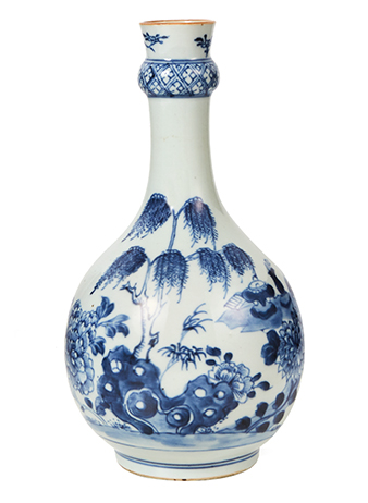 tall Chinese blue and white vase
