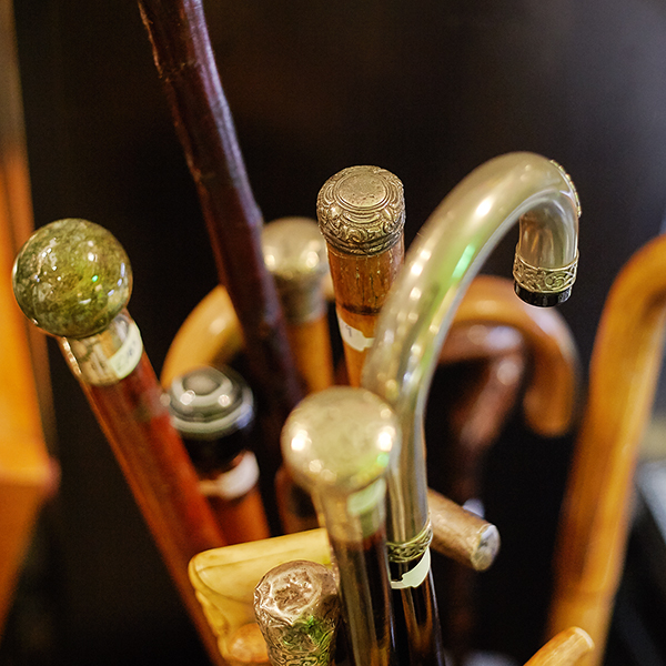 Antique walking cane collection