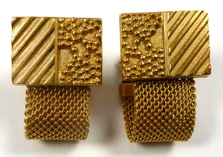 gold tone modernist cuff links