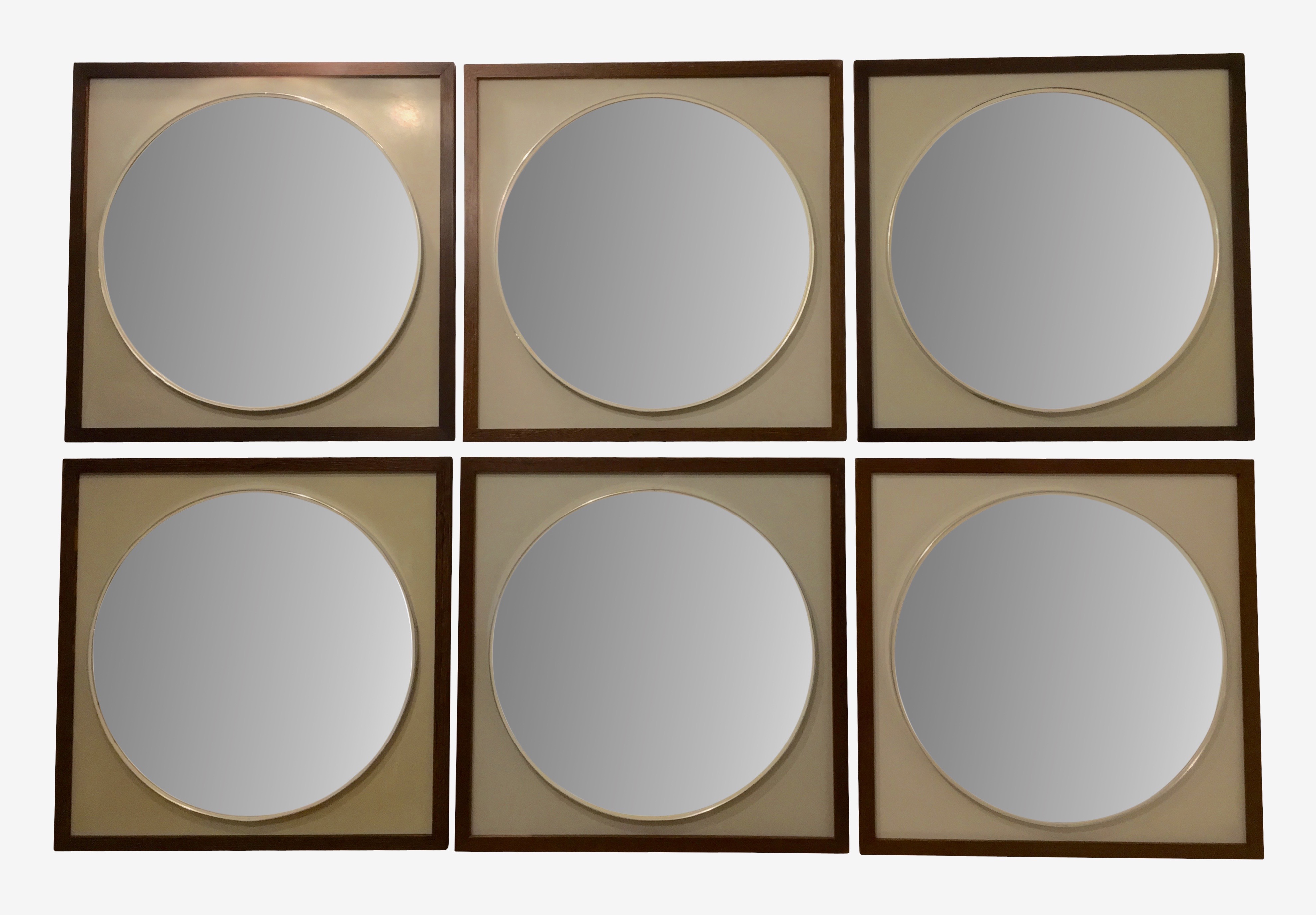 6 Macassar wood mirrors