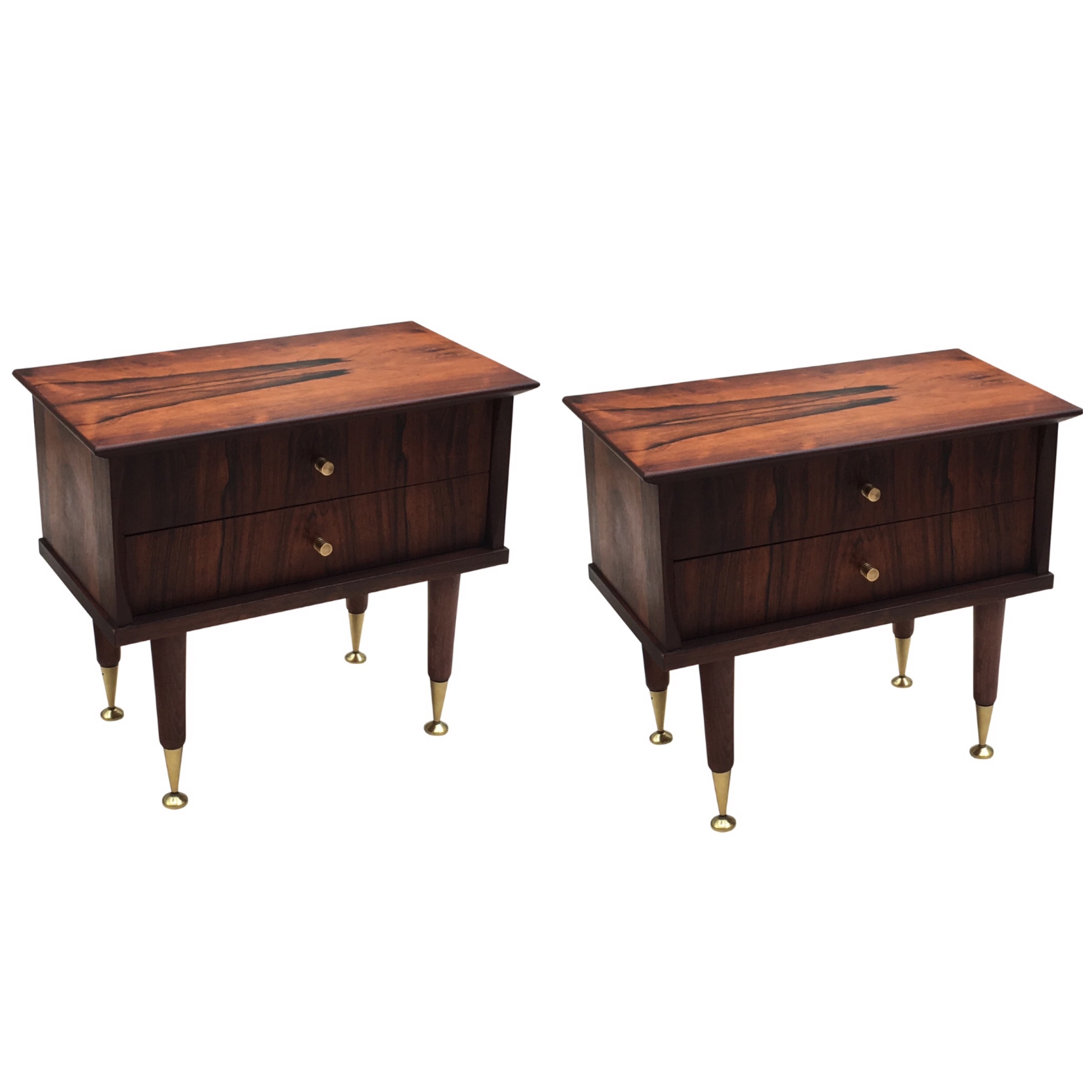 Rosewood bedside tables with 2 drawers each