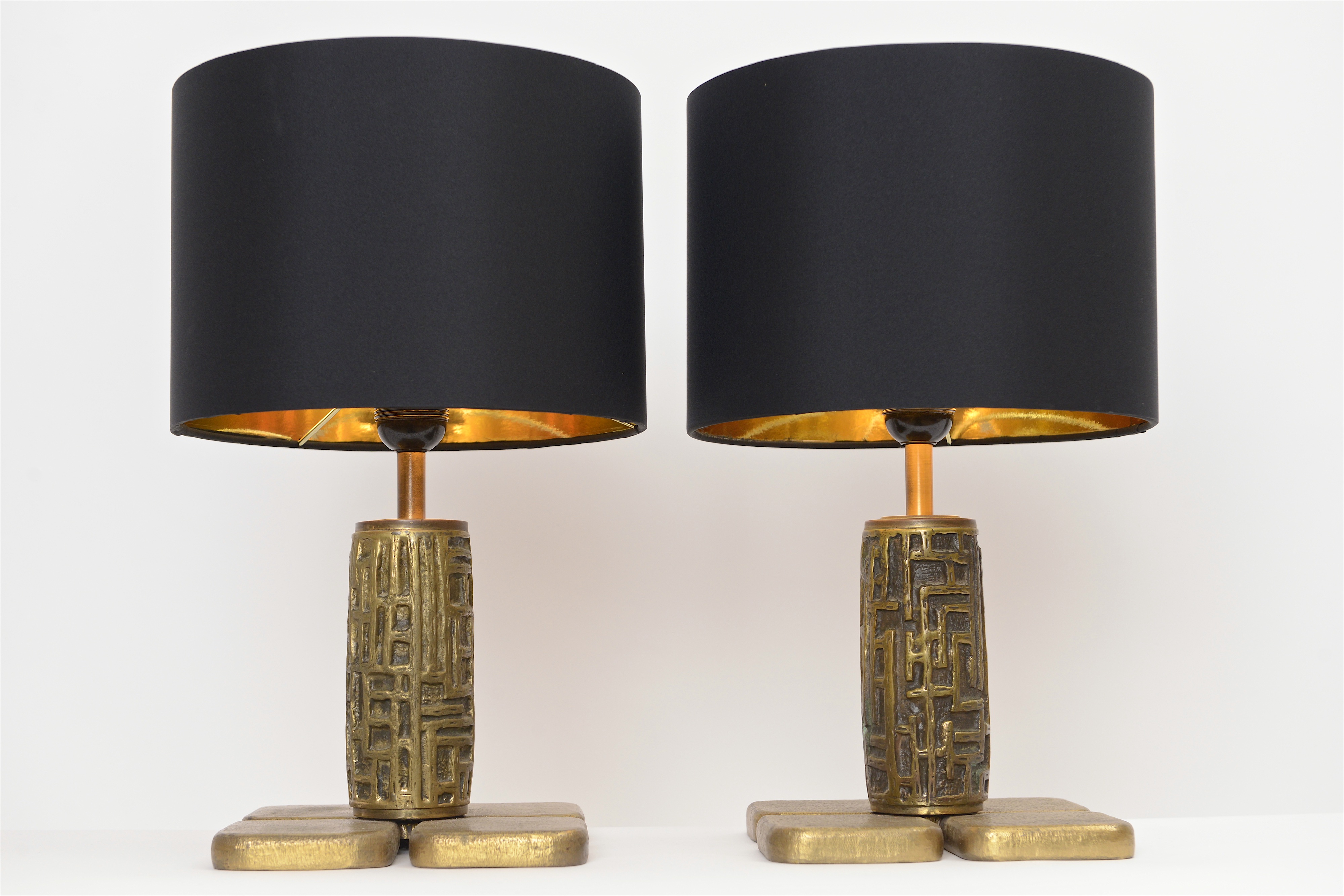 Pair of abstract bronze table lights