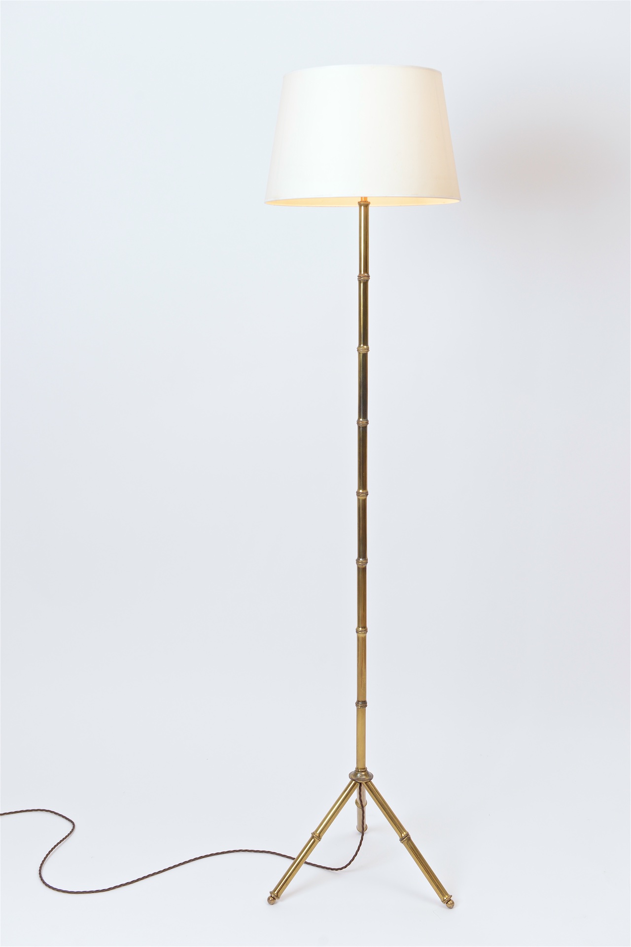 Faux Bamboo Brass Floor Lamp by Jaques Adnet