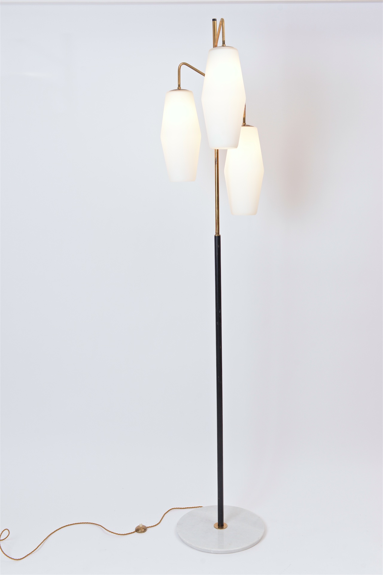 3-Light Opaline Floor Lamp Model '4052' by Stilnovo