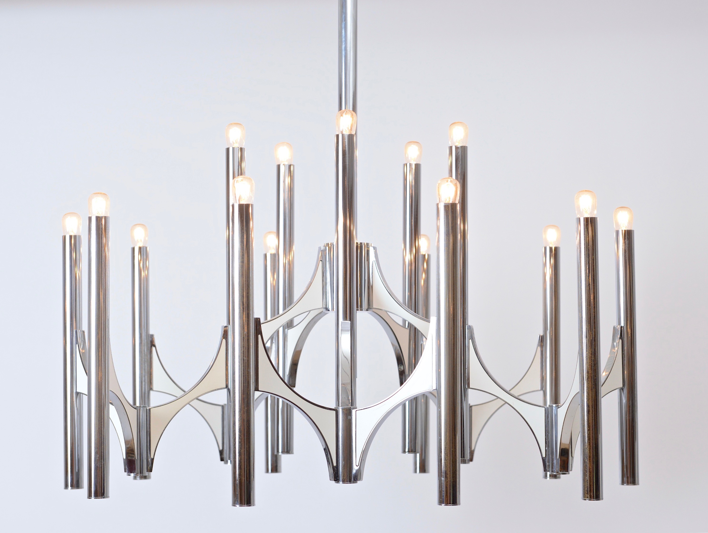 Chromed brass 15-light chandelier by Sciolari
