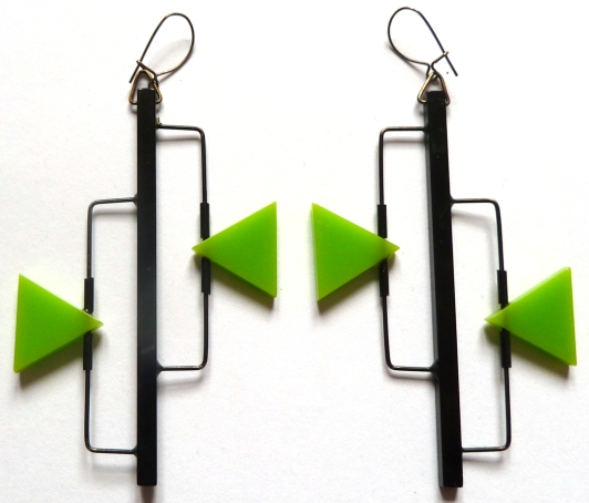 black green modernist earrings