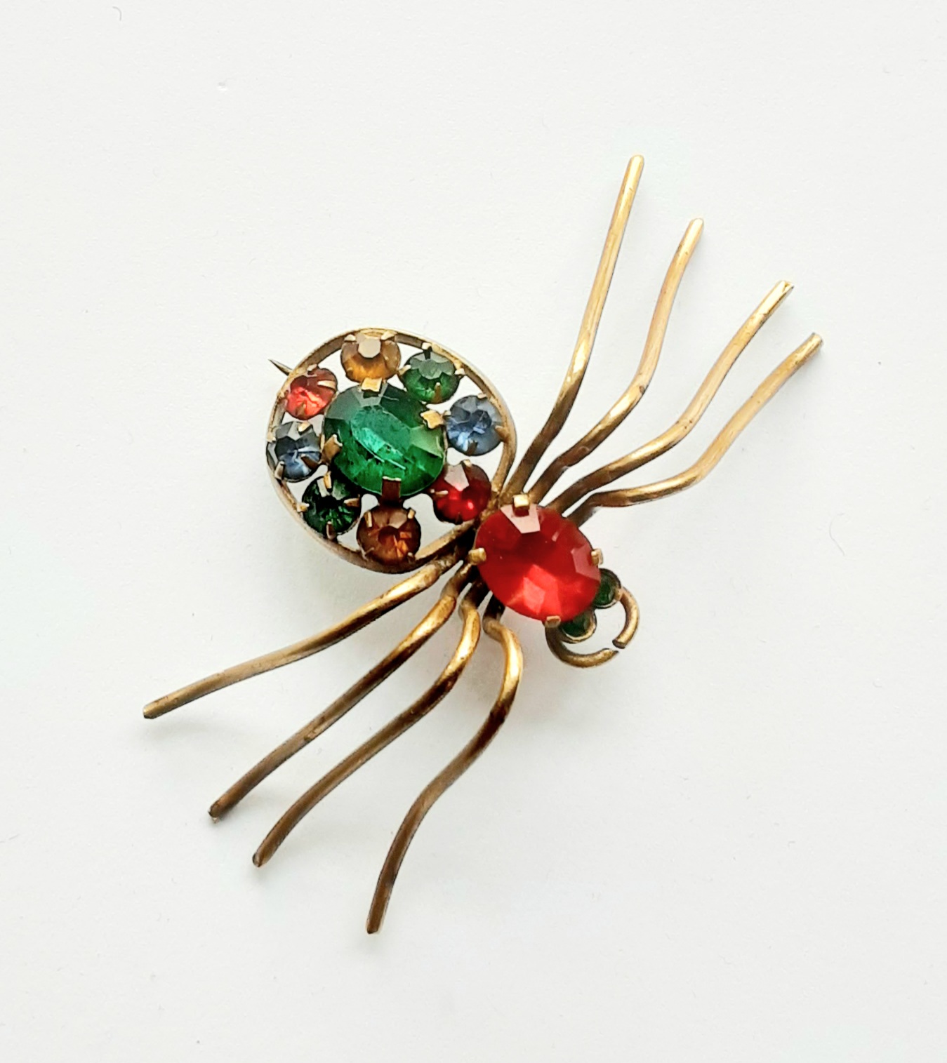Czech. spider brooch coloured stones