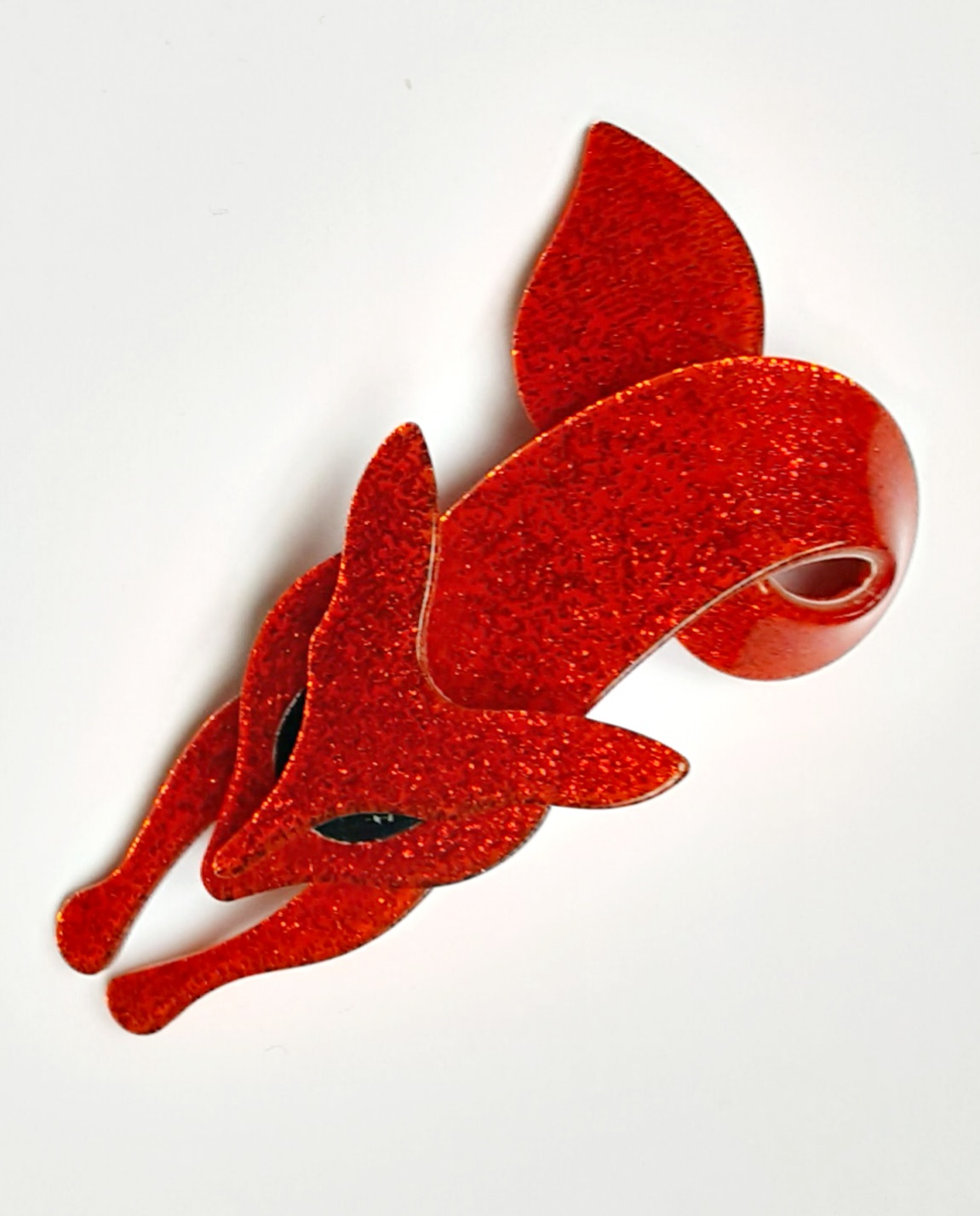 Lea Stein sparkley red fox brooch