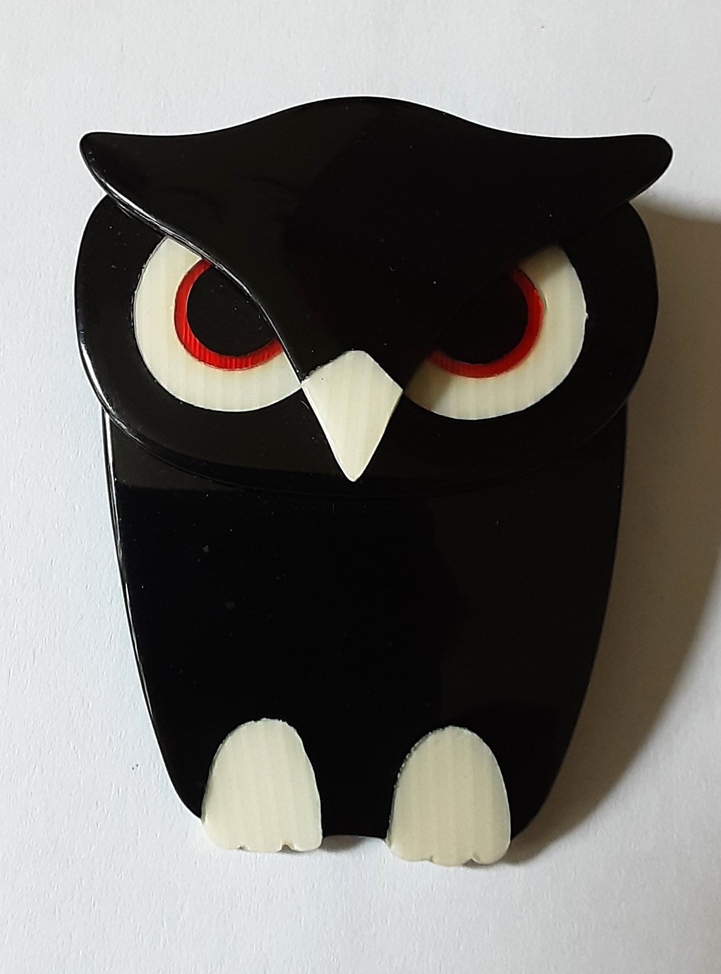 Lea Stein owl brooch black
