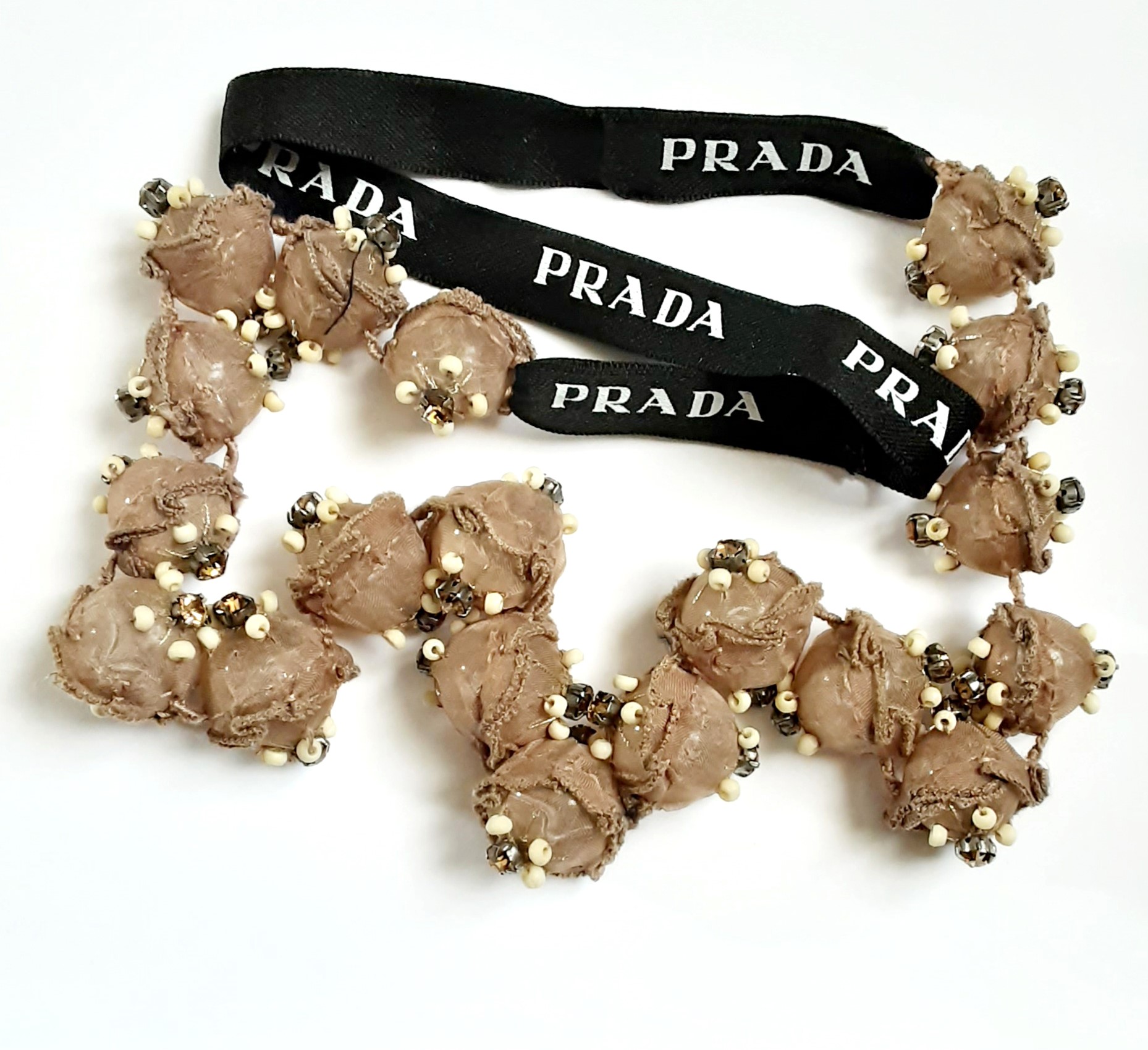 Prada covered and embellished bead necklace