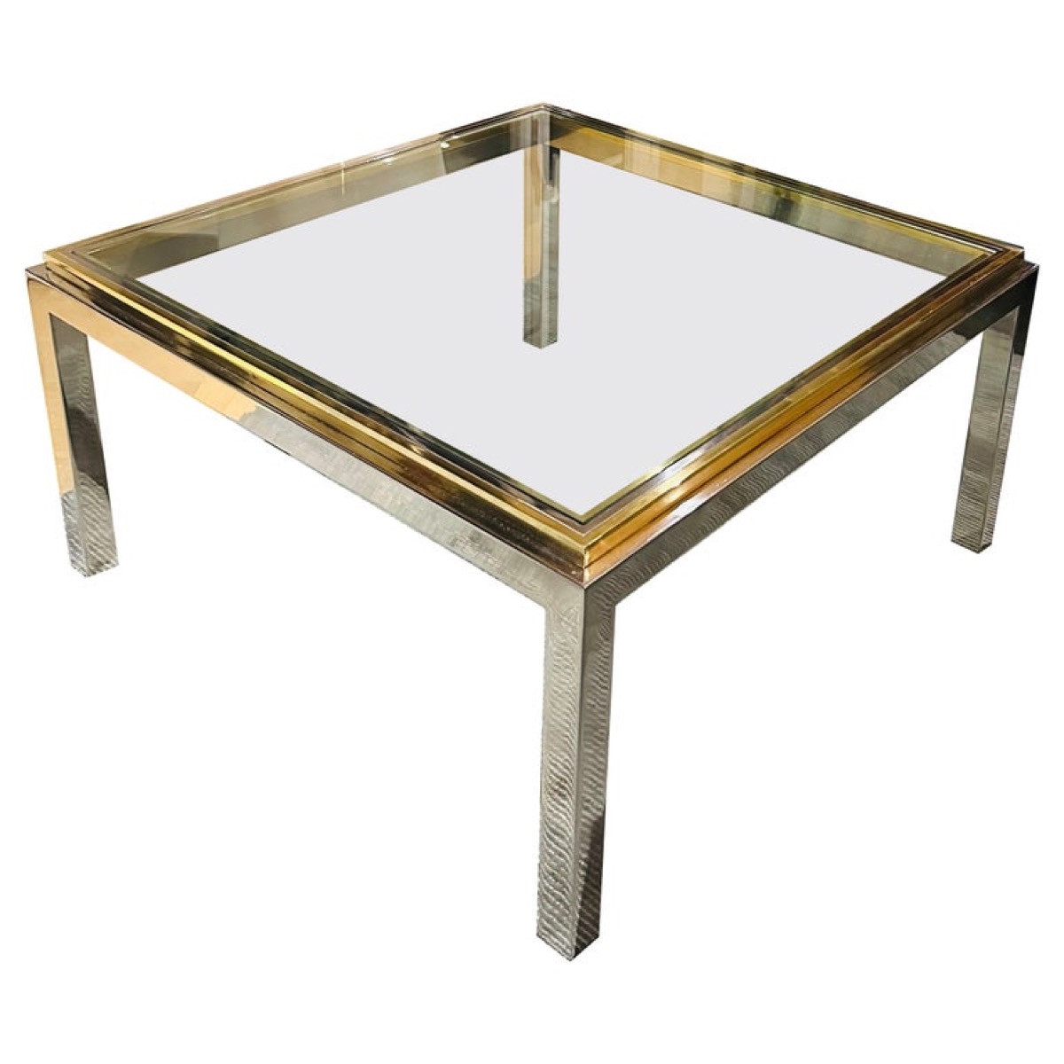 1970s French Jean Charles Brass & Chrome Coffee Table