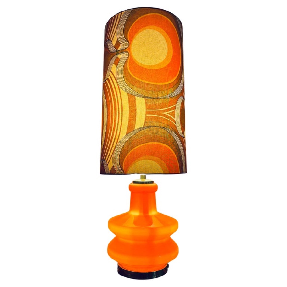 1970s German Space-Age Illuminated Orange Glass Table Lamp inc Original Shade
