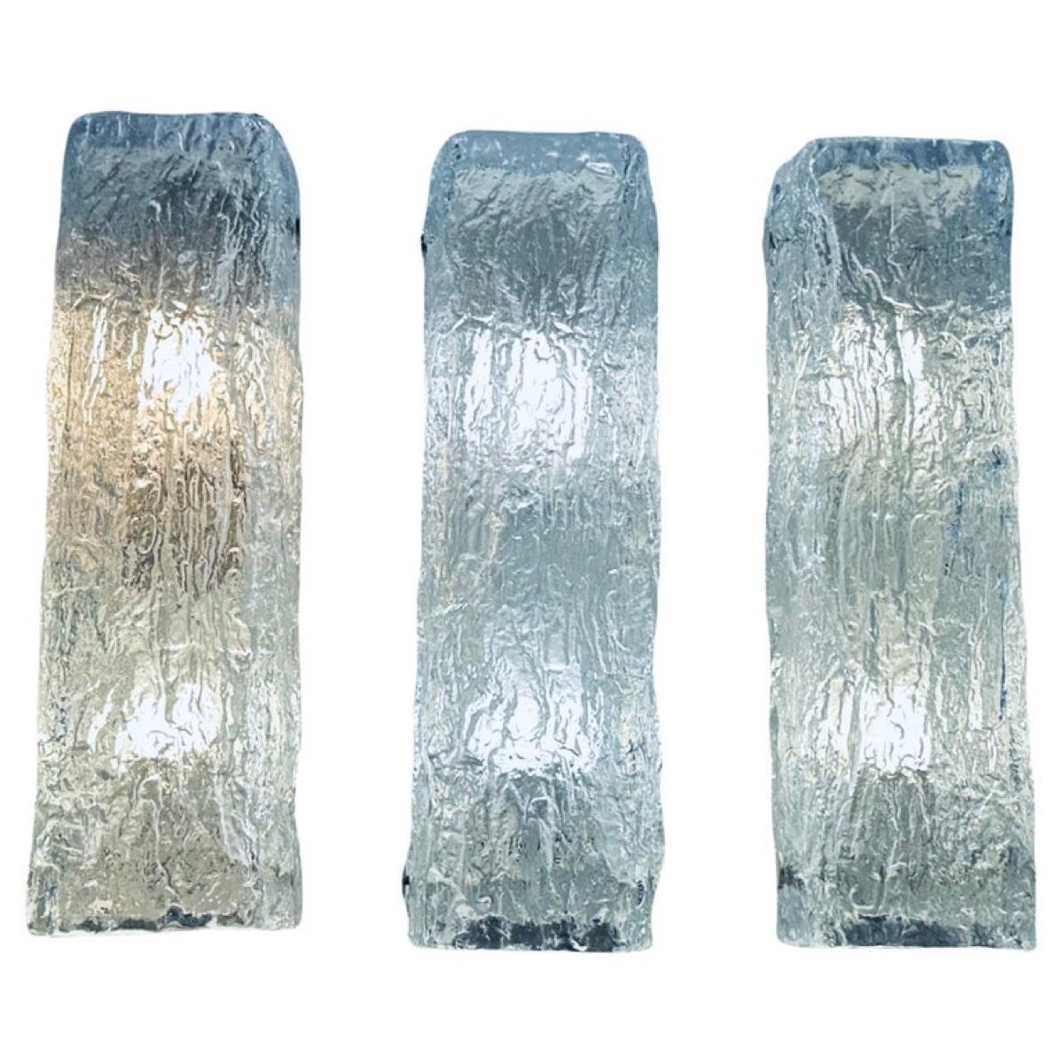 1970s German Kaiser Leuchten Iced Textured Glass Wall Lights.  3 Available.